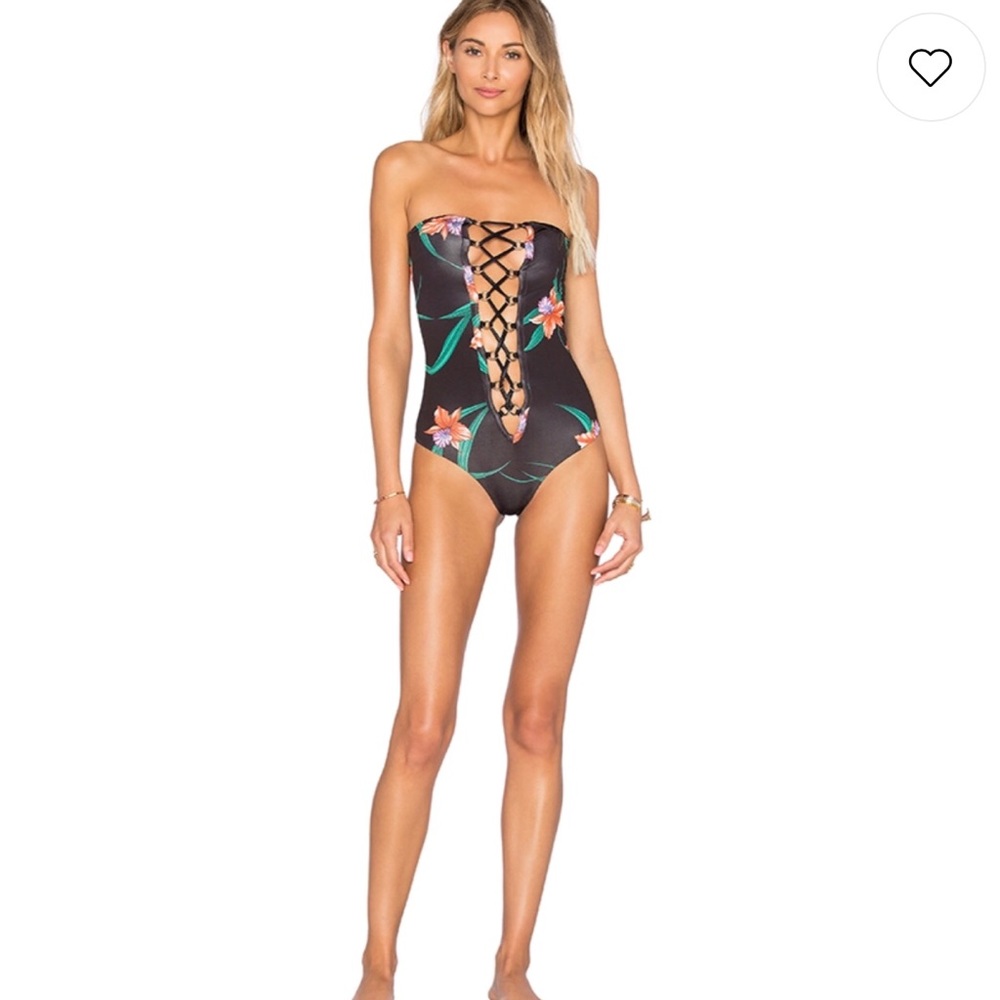 pip lace up one piece in tropical lilly